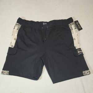 Men's Black and Cream Cargo Shorts
